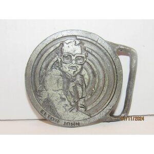 Fantastic~Vintage 1970s~ELTON JOHN~Belt Buckle~Pewter~Round